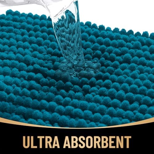 OLANLY Thick Chenille Bathroom Runner Rugs Mats 70x24, Peacock Blue - Image 3