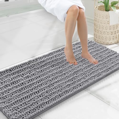 Smiry Bathroom Rugs 47X20, Extra Soft Rubber Backing Chenille Bath Mats by Smiry