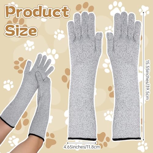 Pet Handling Gloves Cut Resistant Garden Sleeves 15.5” Extra-Long Cat Grooming - Image 2