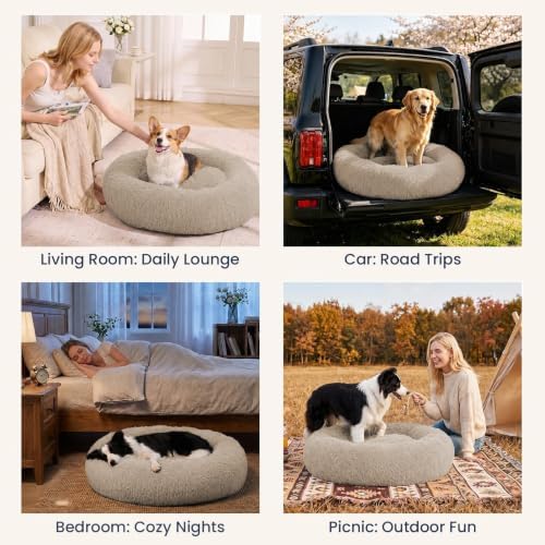 JOLLYVOGUE Washable Dog Beds Large Sized Dog, 36 Inch Donut Large Dog Bed - Image 7