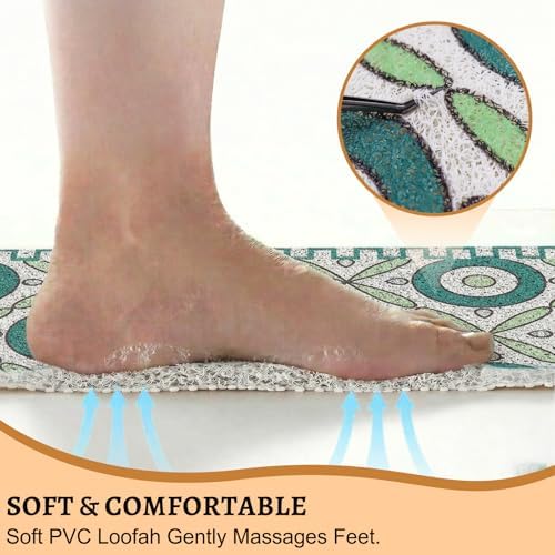 Square Shower Stall Mat Non Slip, 31x31 Inch Extra Large Loofah Shower Mats - Image 4