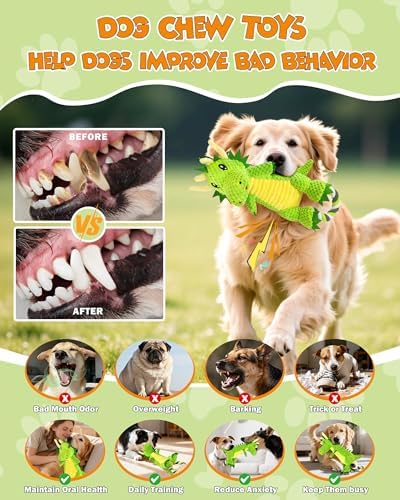 Jeefome Interactive Squeaky Dog Chew Toy, Plush Dog Rope Toys - Image 4