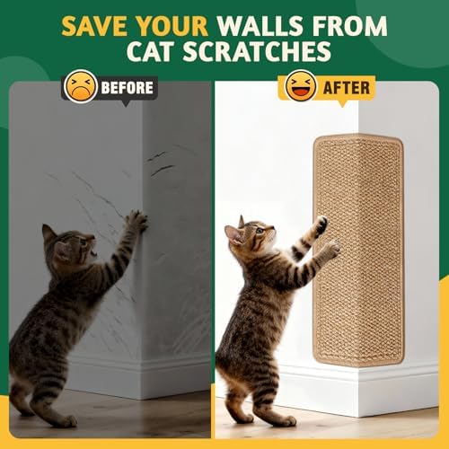 ENONCI Corner Cat Scratcher Wall, 19.6x9.8 Cat Scratcher Pad - Image 3