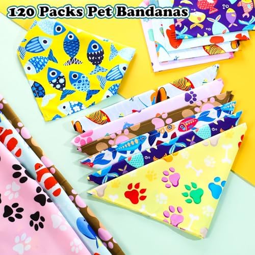 120 Pcs Paw Dog Bandanas Bulk Bone Pet Bandanas Dog Handkerchiefs - Image 4