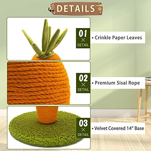 AUSCAT Cat Scratching Post, Cute Carrot Scratching Post, Nature Sisal Cat - Image 3