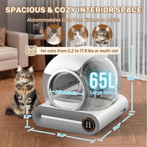 DuckSky Self Cleaning Litter Box, Enclosed Deodorizing Cat Box, App Control - Image 2