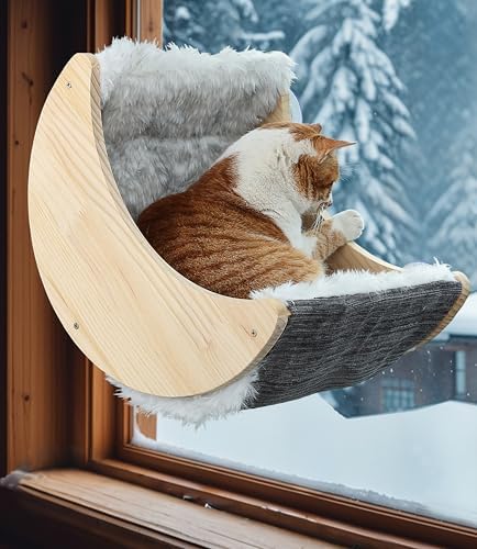 HAPYKITYS Cat Window Perch, Plywood Moon Bed - Image 4