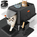 XL Enclosed Stainless Steel Litter Box by Tevila