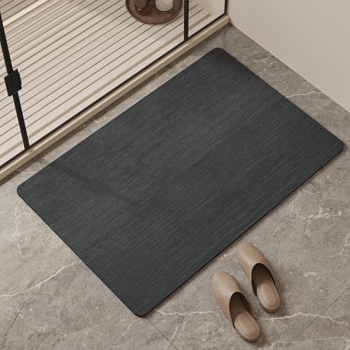Mecko Bath Mat 24"x48", Ultra Thin Bathroom Rug fit Under Door Black - Image 2