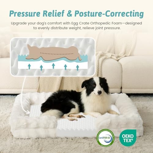 COZY KISS Faux Fur Orthopedic Extra Large Dog Bed, XXL 48x35 inch - Image 2