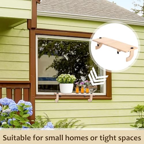 Natural Window Sill Plant Shelf, 21.7 x 7.1 x 5.9 Inch - Image 5