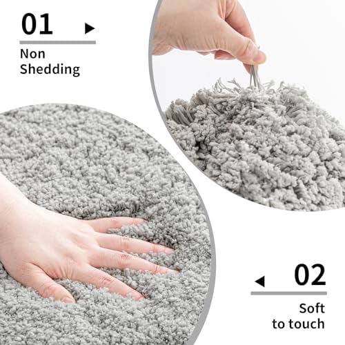 Disolla Toilet Rug 22x24 Gray, Non-Slip Soft Toilet Mat U-Shaped Washable - Image 4