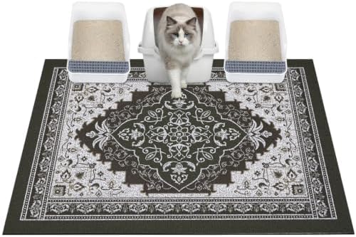 Glittme Cat Litter Mat with Non-Slip Bottom Litter Box Mat 40"X30" Litter by Glittme