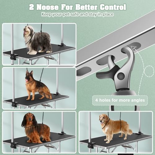 Lyromix 42'' Stainless Steel Pet Dog Grooming Table, Arm/Noose/Tray - Image 3