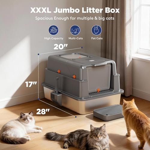 FURTIME XXXL Extra Large Enclosed Stainless Steel Litter Box - Image 2