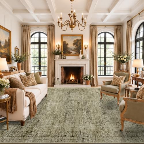 Area Rugs for Living Room Bedroom 10x14 Washable Non-Slip Vintage Brown by WelcometoBabovid