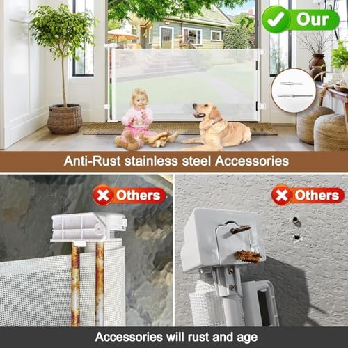 100" Wide Weatherproof Outdoor Retractable Gate, Extra Long Baby Gate - Image 7