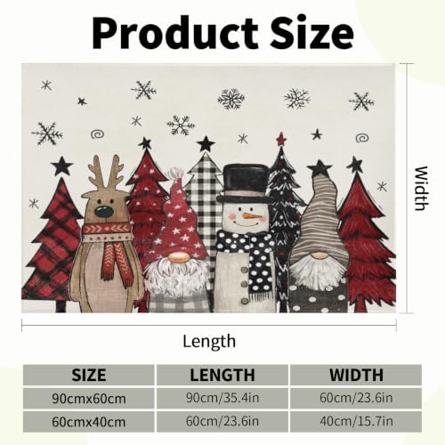 Giwawa Winter Snowman Gnome Bath Rug Xmas Tree Bathtub Mat Non Slip Absorbent - Image 3