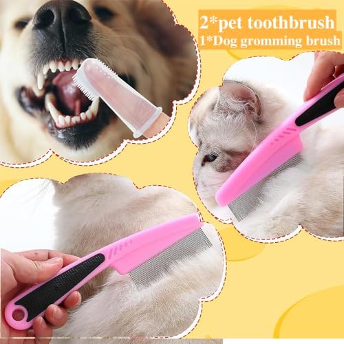 7 Pcs Cat Dog Brush Grooming Kits, Self-Cleaning Slicker Brush, Pet Nail - Image 6