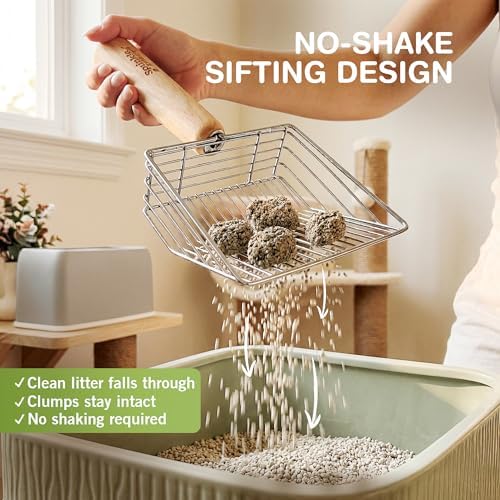 Cat Litter Scoop, Metal Litter Scooper – 5X Faster No-Shake Sifting Design - Image 3