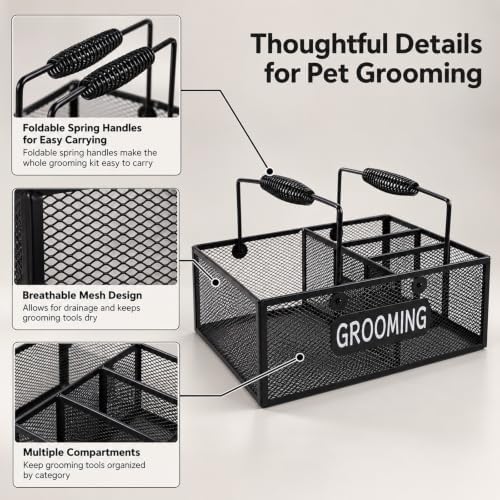 Pethiy Pet Grooming Organizer, 6-Compartment Dog Grooming Caddy - Image 2