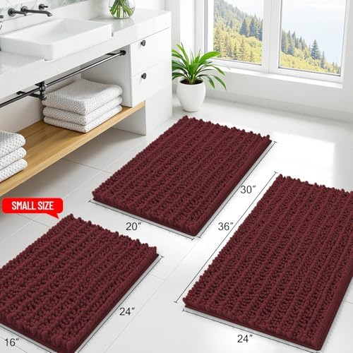 Smiry Bathroom Rugs 34X21, Extra Soft Rubber Backing Chenille Bath Mats - Image 2