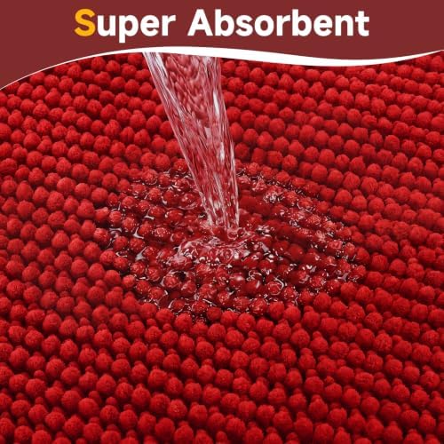 Ophanie Red Bathroom Rugs Sets 3 Piece, Soft Chenille Bath Mat, Non Slip - Image 5