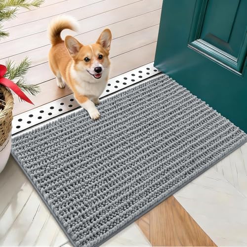 OLANLY Dog Door Mat for Muddy Paws 24x16, Ultra-Absorbent Chenille Mud Mat by OLANLY