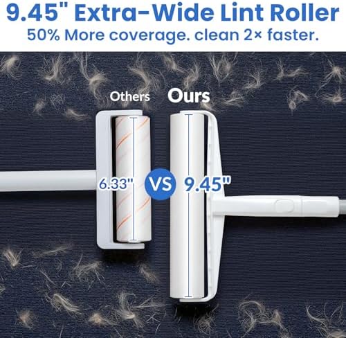 DELOMO 9.45” Large Lint Roller Refills, 2 Packs, 180 Extra Sticky Sheets - Image 2