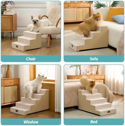 COZY KISS Dog Stairs for Small Dogs, 3 Step Pet Stairs for Beds & Couches - Image 5