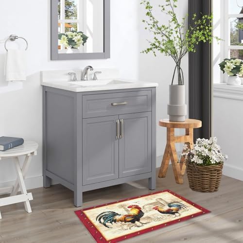Giwawa Farm Rooster Bath Rug Red Rustic Chicken Bathroom Mat Absorbent Bath - Image 7