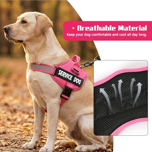 MUMUPET Service Dog Harness, No Pull & Reflective Pet Vest, Hot Pink - Image 3