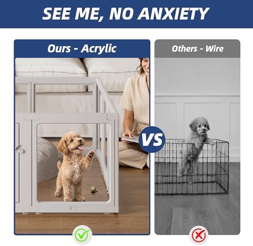 Clear Acrylic Dog Playpen Indoor Pet Pen, 8 Panels - Image 2