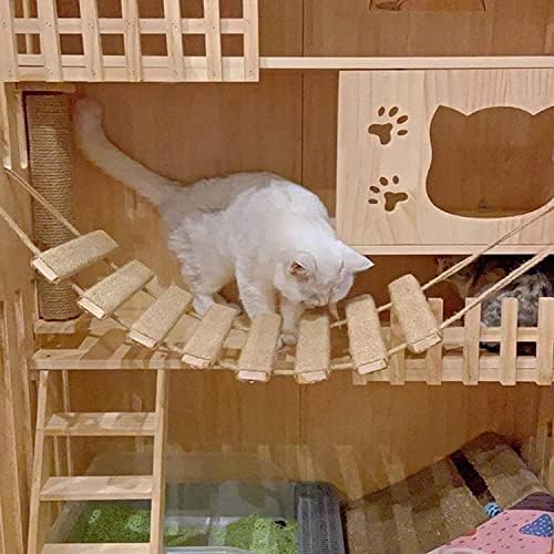 Outdoor Cat Tree with Wall Climbing Bridge & Rope Ladder - 20in Hemp Rope Cat - Image 3