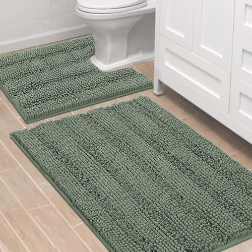 H.VERSAILTEX Bathroom Rugs Bath Rug Set 2 Piece Bathroom Contour Rug Toilet Mat by HVERSAILTEX