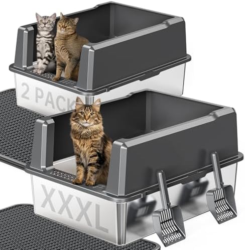 Extra Large XXL Stainless Steel Cat Litter Box by PEMATAR