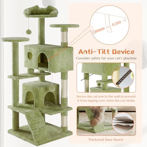 54 Inch Cat Tree Tower with Natural Sisal Scratching Post - Image 5