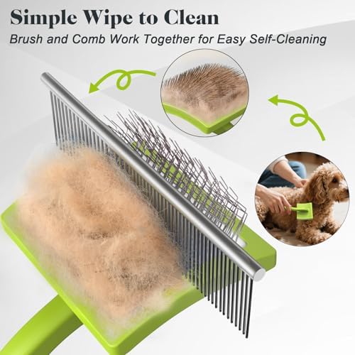 2PCS Slicker Brush for Dogs & Pet Comb, Professional Dog Grooming Brush - Image 5