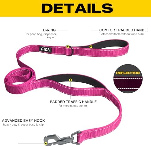 Fida Heavy Duty Dog Leash for Medium Large Dogs, 5 FT, Dual Padded Handles - Image 2