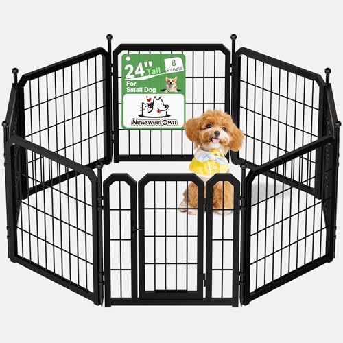 Indoor Dog Playpen, 24 Inch Metal Puppy Playpen, 8 Panels by Newsweetown