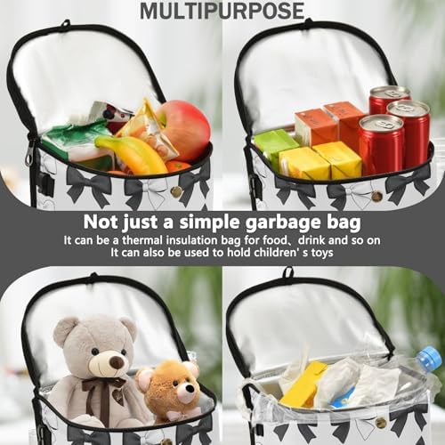 Car Trash Can Black White Bows Car Garbage Bag - Image 2