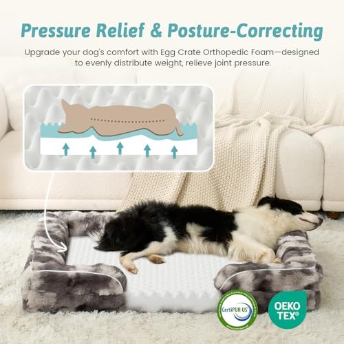 COZY KISS Faux Fur Orthopedic Extra Large Dog Bed, XXL 48x35 inch, Tie Dye - Image 2