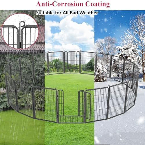 Dog Playpen, 32inch 20 Panels Outdoor Dog Fence Indoor Dog Pen Anti-Rust Pet - Image 3