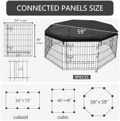 PETIME Foldable Metal Dog Exercise Pen/Pet Puppy Playpen Kennels Yard Fence - Image 3