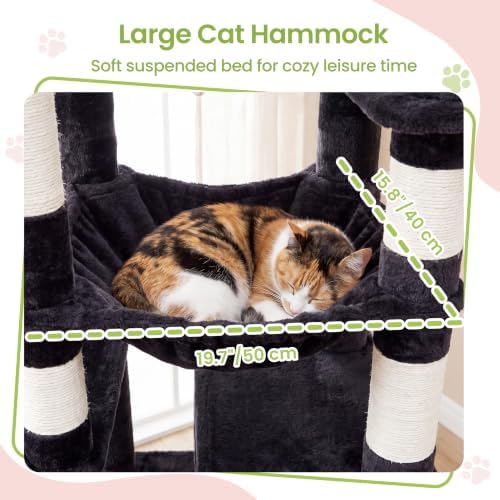 Heybly Cat Tree for Large Cats, 20lbs Heavy Duty, 60 inches XXL HCT050G - Image 3