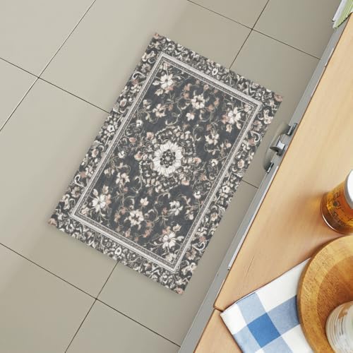 Giwawa Boho Floral Bath Rug Grey Leaves Soft Absorbent Bath Carpet 16x24 Inch - Image 6