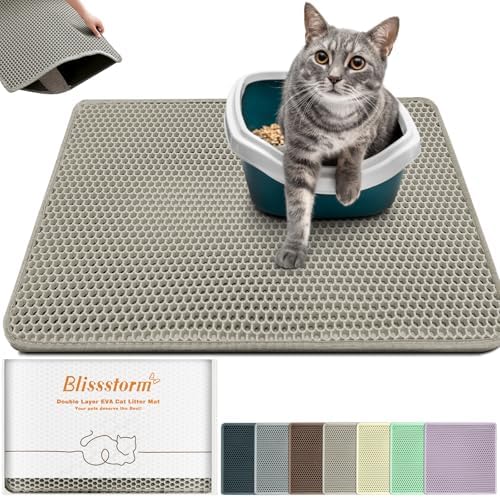 Cat Litter Mat 47"x27", Double Layer EVA litterbox Mat Beige by BLISSSTORM