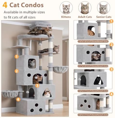 Gitelsnour 78.7'' Cat Tree Tower, 4 Cat Condos - Image 2