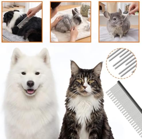 Stainless Steel Pet Comb Set, 4 Pack Metal Grooming Combs - Image 6