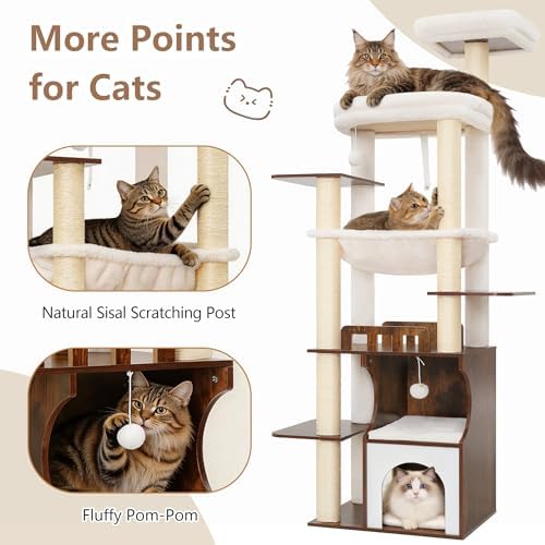 Gitelsnour Modern Cat Tree Tower, 2-Layer Condo & Perch, Big Hammock 102SR - Image 5